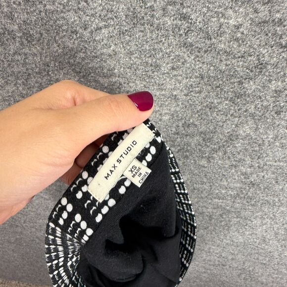 Max Studio Skirt Women XS Black Plaid A-Line Midi Mid Rise Pull On Stretch - Picture 6 of 7